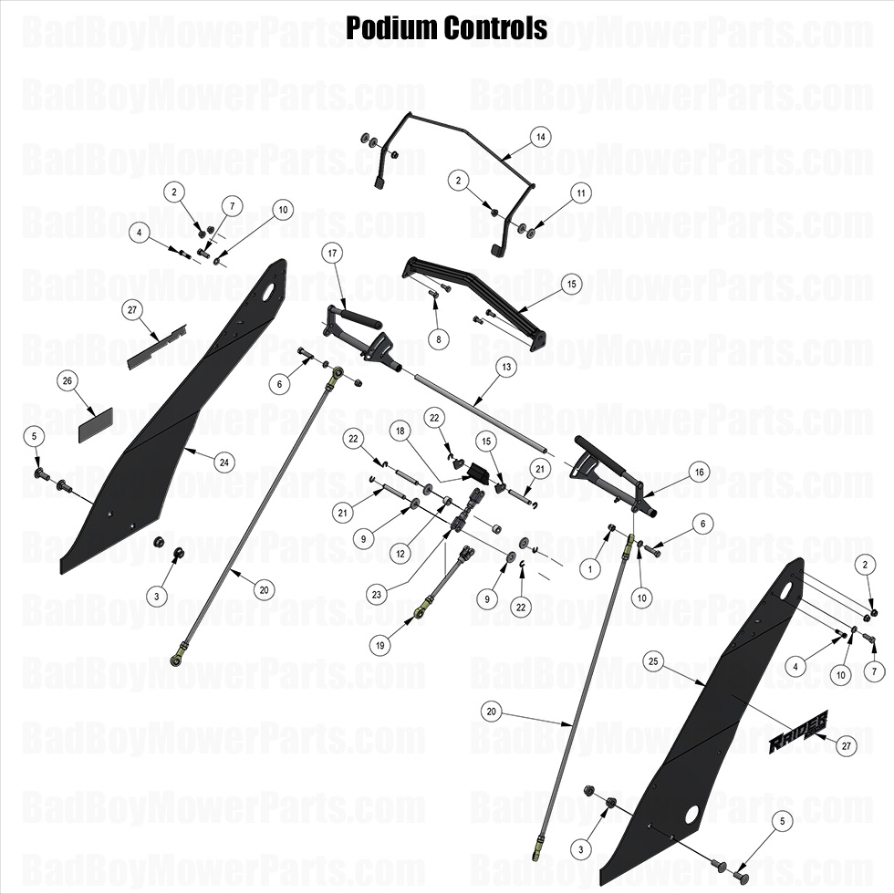 3812 - Bad Boy Mower Parts Lookup > 2025 > Raider > Podium Controls